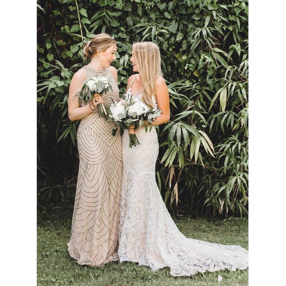 Adrianna Papell Blouson Beaded Gown